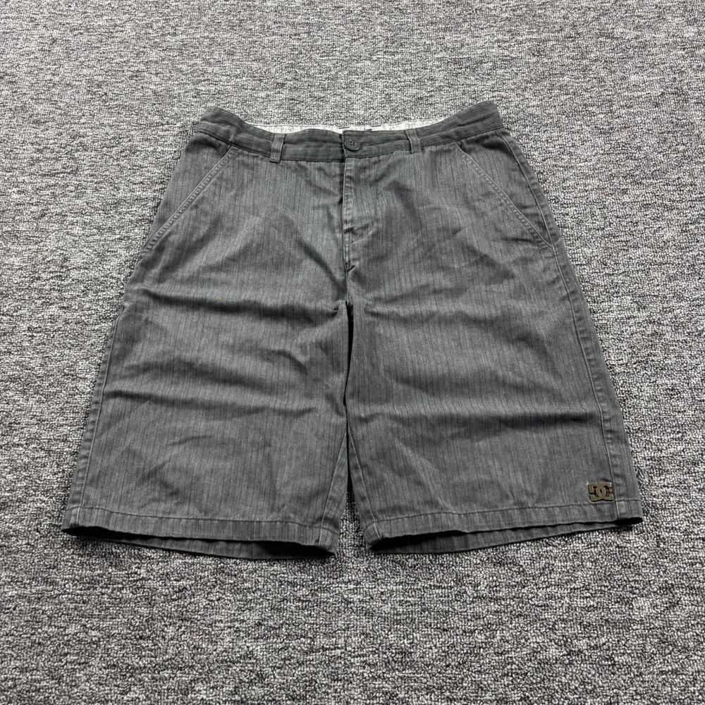 Y2K 2000s DC Skate‎ Shoes USA Pinstripe Chino Shorts Charcoal Grey Size 32